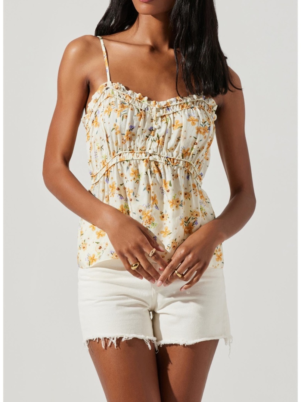ASTR the Label Ruched babydoll camisole floral pattern size XL